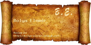 Bolya Elemér névjegykártya